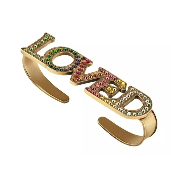New GUCCI Palm Cuff Rainbow 🌈 Crystals "Loved" - Picture 3 of 6